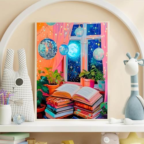 BAWKENTON Books Diamond Art Kits for Adults Diamond Painting Kit for Adults | Disco Ball Modern 5D Diamond Dots Gem Art Crafts with Tools, Round Full Drill Crafts for Home Wall Decor-12X16in - color: DP02481, size: Round diamond painting