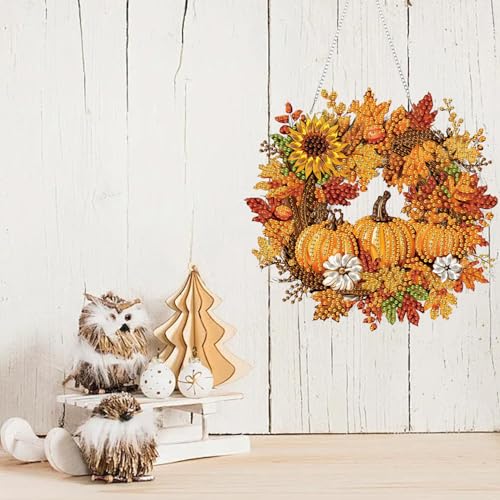 Fall Diamond Art Kits for Adults Halloween Pumpkin 8x8inch - color: Dp04130