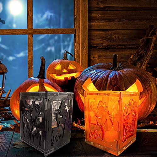 Christmas Halloween Lantern Resin Mold Set, Halloween Silicone Epoxy Molds | 3D Candle Holder Casting Molds with Ghost Pumpkin Witch Spider Pattern, DIY Holiday Home Decoration Resin Crafts Gift