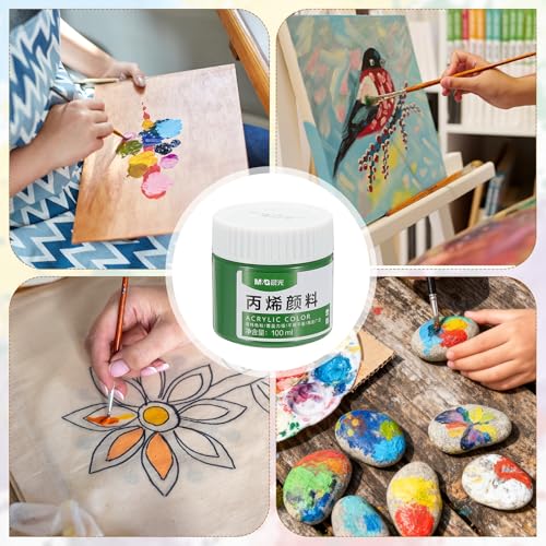 PATIKIL M&G Acrylic Paint, 3.38 Fl Oz(100ml) Matte Finish Rich Pigments Waterproof Art Painting Supplies for Fabric Canvas Wood Leather Stone Cloth, Green - color: Green