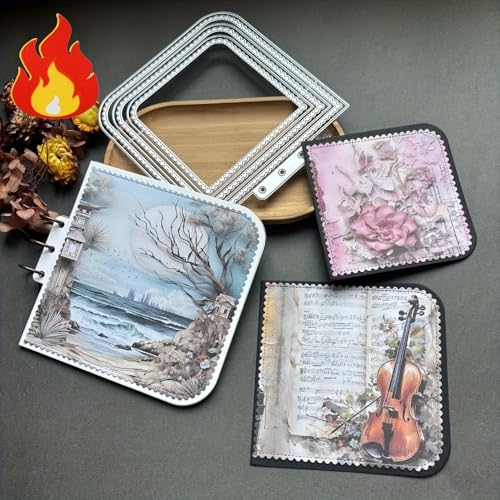 Lapoo Geometric Cutting Die for Scrapbooking - Durable, Metal Cutting Die for DIY Scrapbook Photo Album Decorative Paper Card, Card Making Supplies (Book Page Frame 6 x 5.6 in) - color: Book Page Frame 6 x 5.6 in