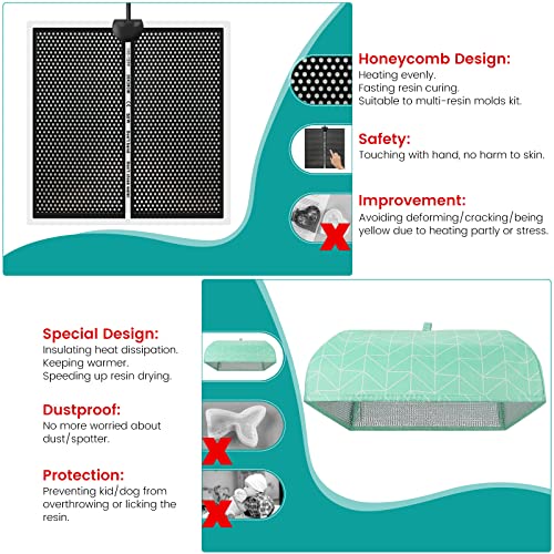 Resin Heating Mat with Cover Timer, Fast Resin Curing Mat, Epoxy Heater Silicone Heat Pad Drying Machine