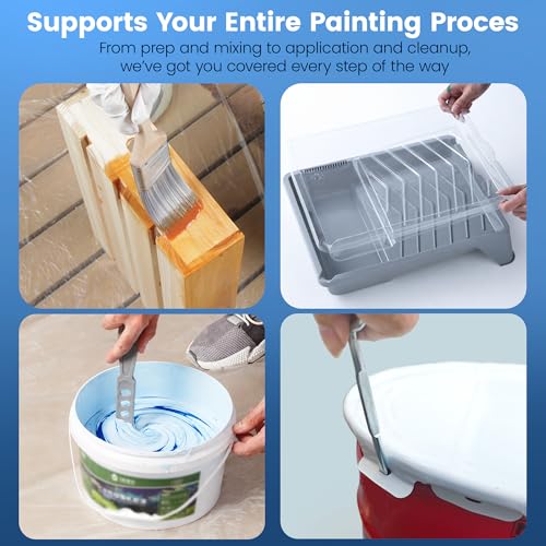 VOOMEY Paint Roller Kit with Adjustable Extension Pole(13.4-36 Inch) | Paint Tray, Brushes and Roller Covers for Interior Wall, Ceiling and Home Painting Projects - size: 9 Inch Kit with Extension Pole