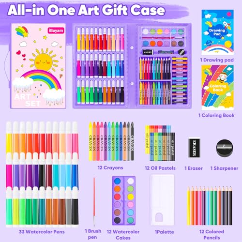 iBayam 149-Pack Drawing Kit Cute School Preppy Stuff Art Supplies, Ages 4+ - color: Purple