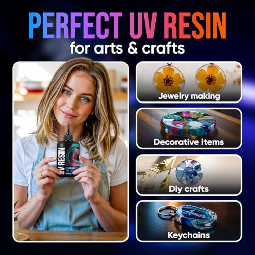 CRAFT RESIN 1000g UV Resin Kit Hard Type Low Viscosity – Crystal Clear and No-Yellowing UV Resin Glue for DIY, Jewelry Making, Molds Casting and Polymer Clay Projects - Fast Cure Under UV Light - size: 1000 g