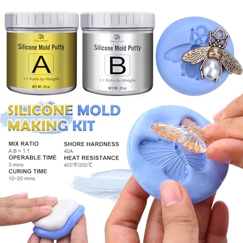 Silicone Putty - 2.5 Lb Flexible Silicone Mold Making Kit for Reusable Silicone Molds Making - Easy 1:1 Mixing Ratio Fast Cured Molding Putty for Casting, Resin Molds, Soap Mold, Candle Molds, Statues - color: 1,200g / 40oz