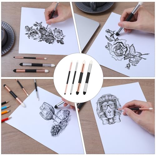 Guduling 4pcs Oil Pastel Blending Tools, Double-Headed Oil Pastel Blender, Reusable Washable for Artist Sketch Fading, Highlighting, Drawing