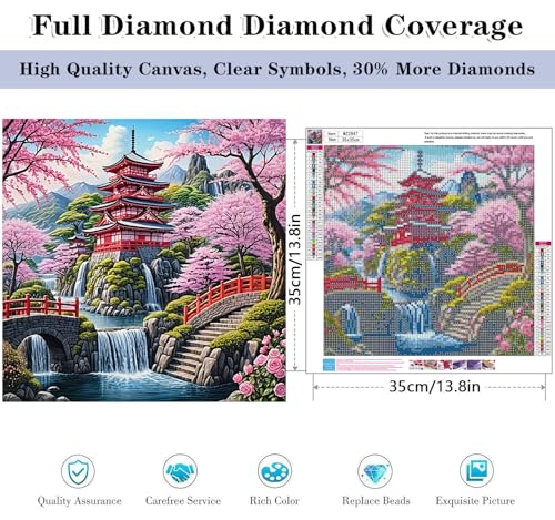 HHMATITS Cherry Blossom Diamond Art Kits for Adults 14X14IN - color: Cherry Blossom