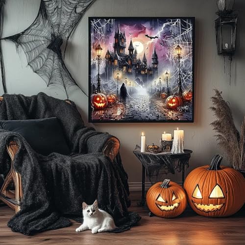 AIBOERL Paint by Numbers Kit for Adults Beginner,Halloween Night, 12X16In | DIY Paint by Number for Adults, Beginner Friendly, High-Definition Color Canvas, Stress Relief, Home Decor, Gifts, Unframed - color: YH04022