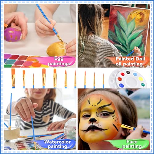AROIC Paint Brush Palette Set,24 Pack/240Pcs Brushes and 24 Tray Palettes | Professional Artist Acrylic Brushes, Finger and Face Painting Oil Painting Watercolor Kids and Adult Painting Art Set - size: 240 Brushes 24 Palettes
