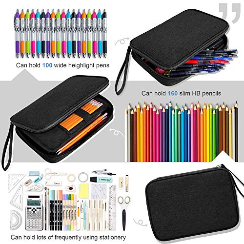 Zannaki Big Capacity Storage Pouch Marker Pen Pencil Case Simple Stationery Bag Box Art Tool & Sketch Storage Boxes for Bullet Journal Middle High School Office College Student Girl Women Adult Teen - color: Black