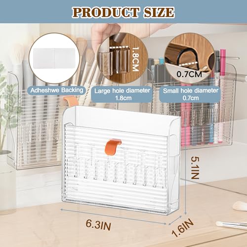 Wall-mounted Makeup Organizers, 16-Slot Eyeliner Lip Liner Organizer Holder, Makeup Organizer for Brush, Makeup Pencils, Concealer Pencil Display Case for Vanity Bathroom (Transparent White) - color: Transparent White