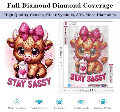 HHMATITS Cow Diamond Art Kits for Adults - Diamond Painting Kits 12x16Inch - color: Cow-1