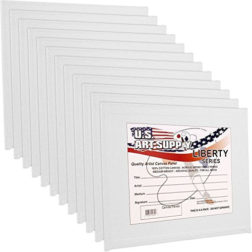 U.S. Art Supply 6 X 6 Inch Art Canvas Board Panels 96 Pack - 8 Ounce | Heavyweight Cotton Acid Free Canvases for Painting Acrylics and Watercolor (1 Case of 96 Single Canvas Painting Panels) - size: 6" x 6"