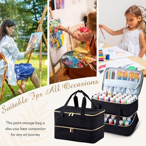 Abbylike Acrylic Paint Organizer Bag for up to 56 Bottles (2 Oz),Black - color: Black