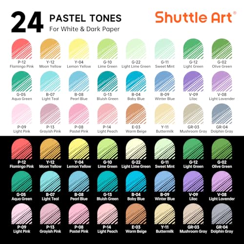 Shuttle Art Colored Pens, 24 Pastel Tone Colors Cute Journal Pens 0.6mm Fine Point Colored Gel Pens for Black Paper Adult Coloring Writing Drawing Journaling Note Taking School Office Home - color: 24 Pastel Tone