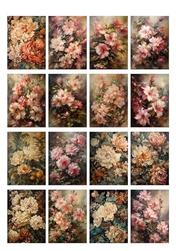 Decoupage Paper Pack (35 Sheets 6"x8") Incredible Realistic Paintings of Beautiful Roses FLONZ Vintage Illustration Pictures Cards for Decoupage, Craft and Scrapbooking - color: Eleven