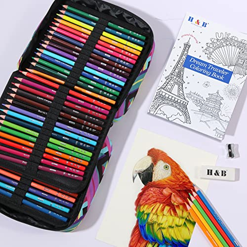 H & B 120 Colored Pencils Set, Art Pencil Kit for Adult Coloring,Oil Based Soft Core, Ideal for Coloring Sketching Shading,Art Set for Kids Teens Beginner Wooden Color Pencils - size: 120, style: 1-Geometry (Basic)
