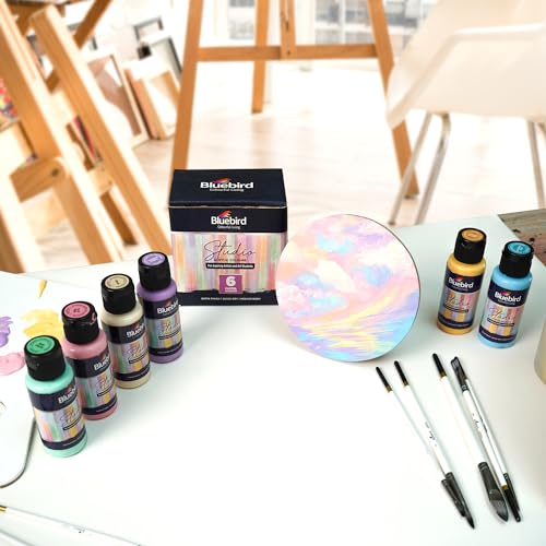 BLUEBIRD Studio Acrylic Paints, Pastel Colors, 6-Pack 3.4 Fl Oz each, Basic Acrylic Paint For DIY Crafts & Beginner Artists - color: PASTEL COLORS, (6-Pack, 3.4 Fl Oz each)