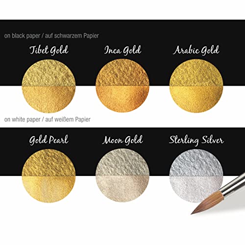 Coliro Pearlcolor Paint Set Gold & Silver C600 - New 2023 Version In Metal Box -Metallic Watercolor Paints (6-Color Set, 30mm)