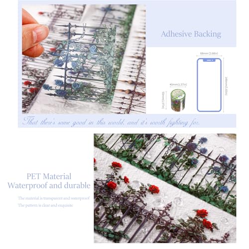 PET Tape Stickers for Journaling Supplies,Fence Scrapbooking Tape Stickers - color: Wall