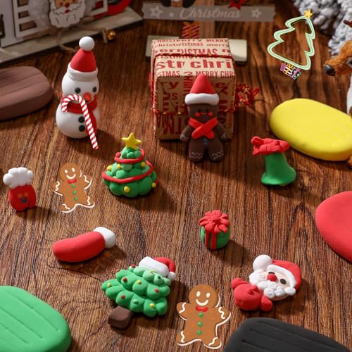 VioraWhite 144 Pcs Air Dry Clay Bulk 76 oz Mardi Gras Soft DIY Modeling Clay Kit Magic Foam Crafts for Sculpting Kids Gifts Party School Supplies for Crafts Artistic Project(Christmas Color) - color: Christmas Color