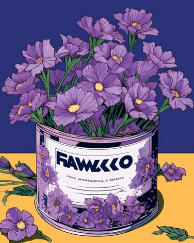 Tucocoo Purple Flowers in a Purple Tin DIY Paint by Numbers for Adults Bright Purple Floral DIY Oil Painting Acrylic Paint Art Colorful Painting Kit Canvas with Acrylic Paints 16x20 Inch(DIY Frame ) - color: Floral in Tin 07, size: 16''x20''(DIY Frame)