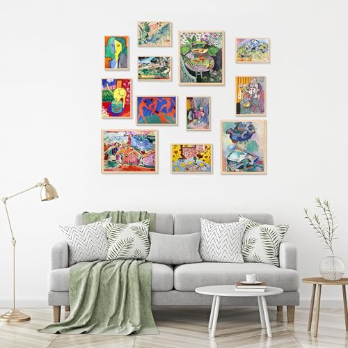 KBKBART Matisse Wall Art Prints Set of 12, Matisse Eclectic Wall Decor, Colorful Abstract Painting Wall Decor Aesthetic, Minimalist Vintage Gallery Canvas Paintings, Eclectic Home Decor, Unframed - color: Matisse Prints