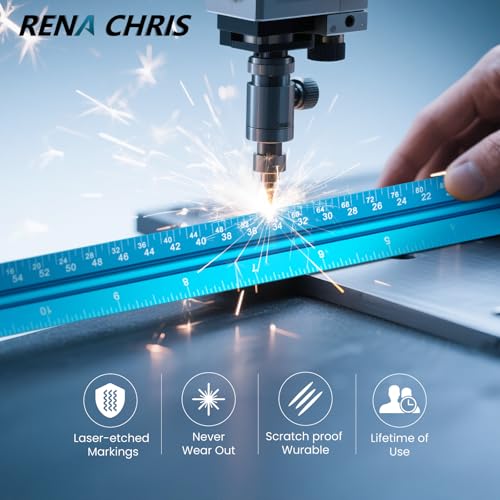 Rena Chris Architectural Scale Ruler: 12" Imperial Aluminum Alloy Metal Architecture Measuring Tools, Engineering Drafting Construction Drawing Blueprints Triangular Architect Scaling Rulers 12 Inches - color: Blue