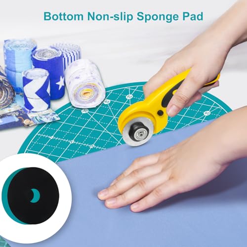 10"x10" Round Rotating Cutting Mat, Self Healing Mat with 360-Degree Rotation & Anti-Slip Base, Sewing Board Cutting Mat Perfect for Fabric Quilting Leather Hobby Project, Turquoise - color: Turquoise, size: 10"L x 10"W