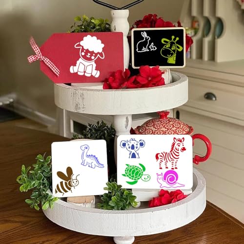JULMELON 20Pcs Animal Stencils for Painting on Wood, Cute DIY Art Drawing | Reusable Style Stencil, for Kids Crafts DIY Art Projects, Cute Animal Drawing Painting, 3x3 Inch - style: Animal Stencils