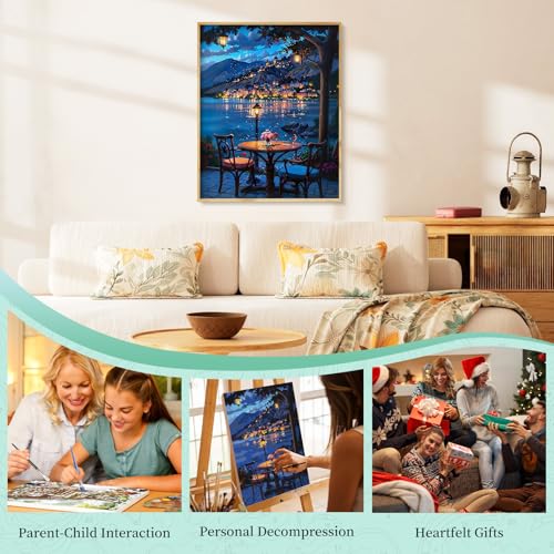 Paint by Numbers Kit for Adults, Night DIY Acrylic Painting Kit, 16x20 Inch - color: CYOP1P06