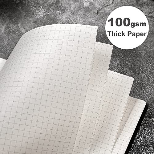 Yoment Graph Paper Spiral Notebook A5 Graphing Notebook 160 Pages | Graph Paper Notebook Spiral Bound Waterproof Plastic Hardcover Spiral Journal 5x7 Grid Notebooks for Note Taking, Black - color: Black, style: A - Graph - A5