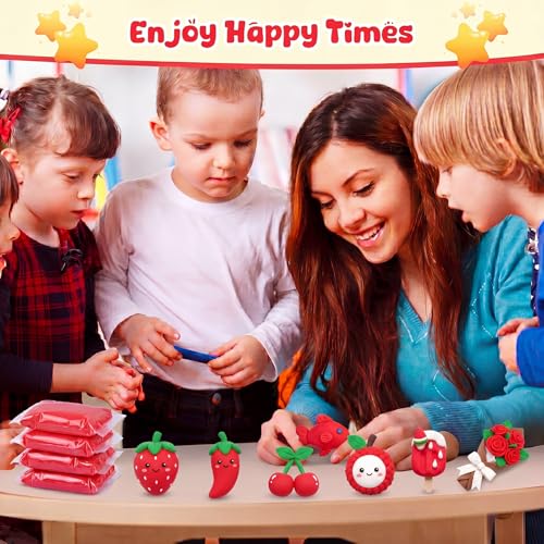 VioraWhite 40 Pcs 21 oz Air Dry Clay Bulk Modeling Clay,Red | Ultra Lightweight Foam Modeling Clay for Kids Adults, DIY Crafts Party Arts, School Project Gifts Supplies - color: Red