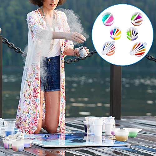 6 Pcs Silicone Split Cups, FineGood 2/7 Split Cups for Paint Pouring Reusable Resin Mixing Cups, Dividers Cup for DIY Paint Acrylic Resin Pouring