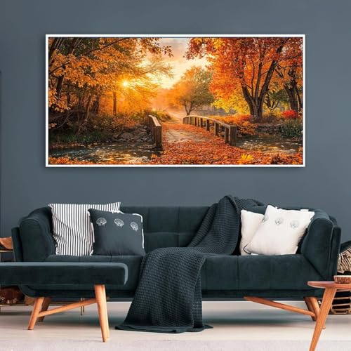 Large forest Diamond Art Kits for Adults Tree- 5D Sunset Diamond Painting Kits for Adults, DIY Forest Full Drill Extra Large Lake Diamond Art Painting, Gem Art Kits for Home Wall Decor 15.7x27.5inch - color: 25-56 Landscape