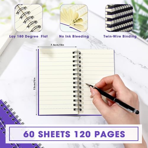 Jutom 18 Pcs Small Spiral Notebook Memo Pad 3x5, Dark Purple - color: Dark Purple