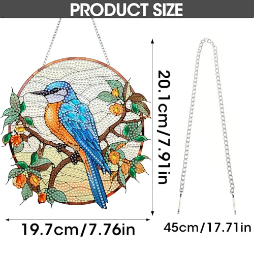 SKRYUIE Bird Hanging Pearl Diamond Art Kits for Adults Suncatcher A52 | Special Shaped Crystal DIY Hanging Diamond Painting Kit, Gift for Mother Spring Summer Window Wreath Decor 7.91 x 7.76 Inch - color: colorful-6