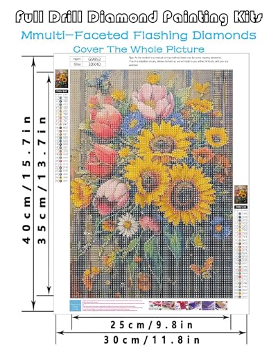 askkqtx Flowers Diamond Art Kits for Adults 12x16 Inch - color: G9852