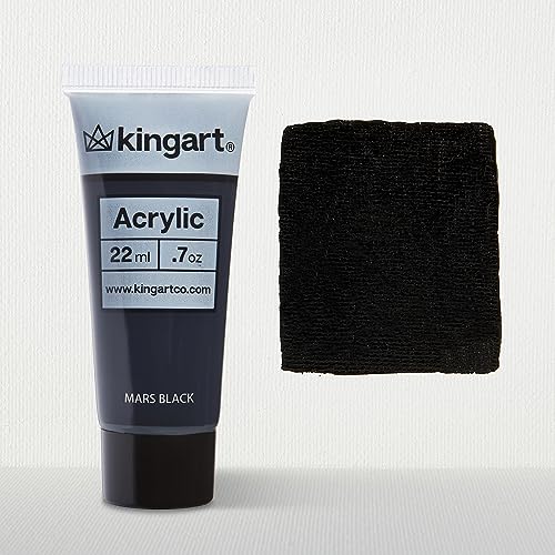 KINGART PRO Artist Quality MARS BLACK Acrylic Paint, 22ml (0.74oz) Tubes, 3 Pack - Set (66ml Total), Mars Black