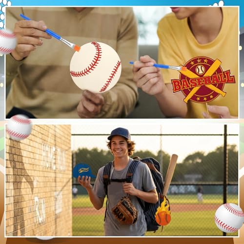 Saypacck 24 Pcs Baseball Party Favors Wooden Paint Craft Kits | Baseball Themed Craft Kit for Kids Birthday Party, Goodie Bags Fillers, Thank You Gifts, Paints Brushes Included - style: Sport Theme