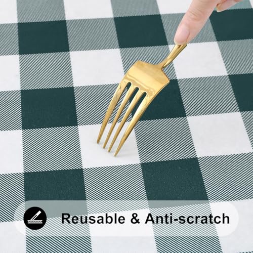 Smiry 4 Foot Picnic Table Cloth, Flannel Backed Fitted Vinyl tablecloths | Waterproof Elastic Rectangle Tablecloth ,Buffalo Plaid Table Covers for Dining, Camping (Hunter Green and White, 24" x 48") - color: Hunter Green and White, size: 48" x 24" (Rectan