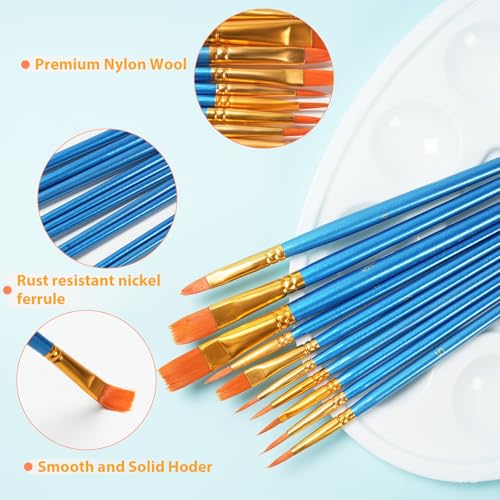S & E TEACHER'S EDITION 72 Pcs Painting Brush Palette Set | 60 Pcs Paint Brushes, 12 Pcs Palettes, Create Art Paint, Oil Watercolor - size: 72Pcs Set