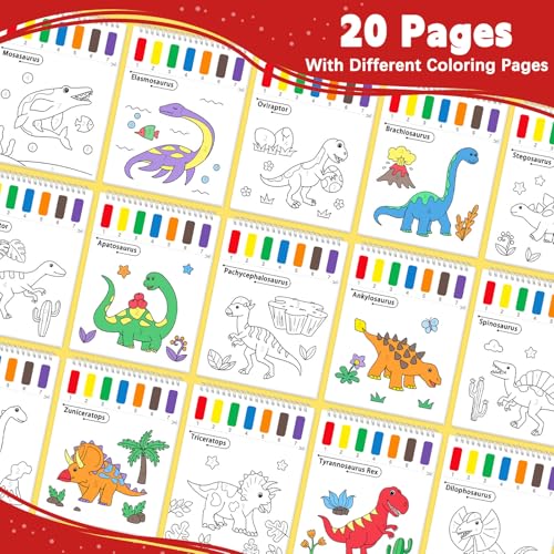 SOCOLER Paint with Water Coloring Books for Toddlers, Watercolor Painting Books for Kids Water Color Paint Kit Art Craft Birthday Gift for Ages 1-3, 4-8 (Dinosaurs) - color: Dinosaurs