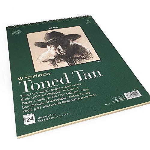 Strathmore 400 Series Wire Bound Toned Sketch Pad, 80 lb. Paper, 11 X 14 inches, Tan, 50 Sheets (412-11) - size: 11x14