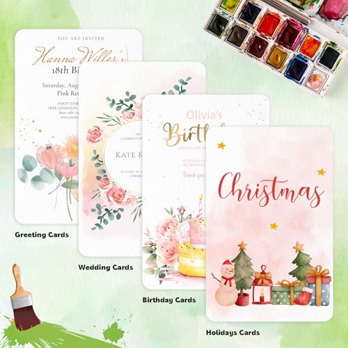 Prudiut 50 Pack Watercolor Postcards, 4x6 Inch, 140Lb Cotton Paper | Blank Mailing Cards for Painting, Invitations and Diy; Absorbent Cotton Paper, Durable Texture, Ideal for Kids and Adults