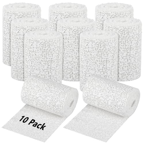 10 Pack Plaster Cloth Gauze Bandages Rolls, Plaster Strips Bulk for Art Craft Body Molds Mask Making Scenery Construction Sculptures Belly Casting, Plaster Cloth Rolls Each 5 Yards
