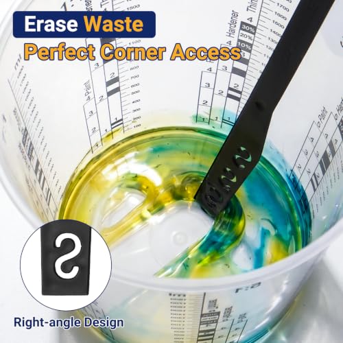 12 Pack 64oz 1900ml Clear Plastic Paint Mixing Cups with 12 Stir Sticks - Disposable Graduated Measuring Cups for Paint, Resin & Epoxy with ML Scale & 3-Column Ratios (1:1-7:1) for DIY Crafts - size: 64oz / 1900ml