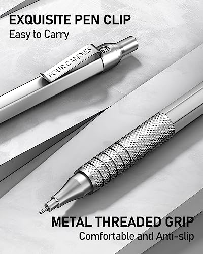 2PCS Metal Mechanical Pencil Set, 0.5mm+0.7mm, Storage Case, Black&Silver - color: Silver+Black (2PCS)