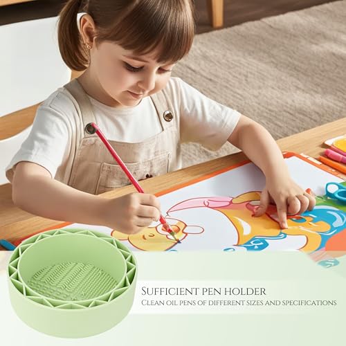 Pen Brush Washer, Watercolor Brush Cleaner, Silicone Brush Bowl Clean, Brush Holder Cleaner, Watercolor Painting Water Cup for Acrylic Oil Painti (Green) - color: Green
